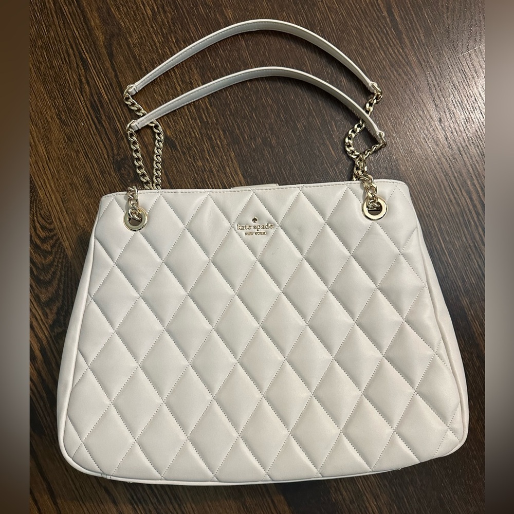 Kate Spade cream leather quilted tote NWOT